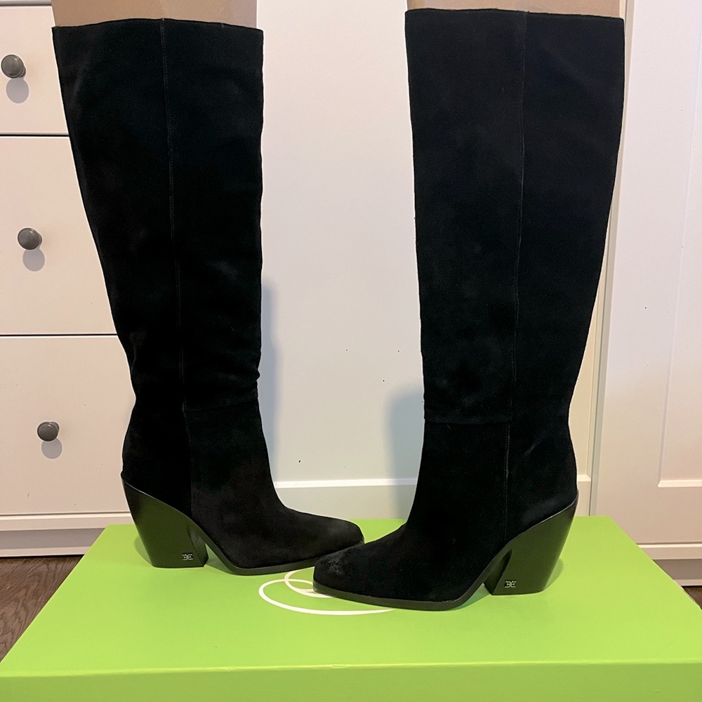 Sam Edelman Annabel Black Suede Knee High Boots Size 6